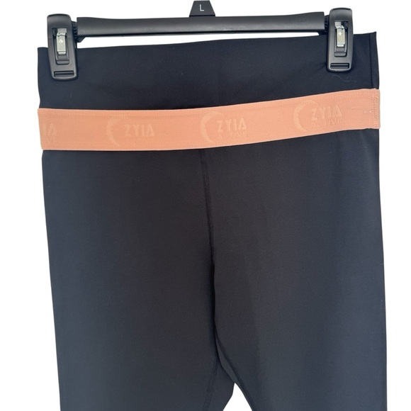 Zyia Black Leggings with Pink Waistband - Picture 2 of 5
